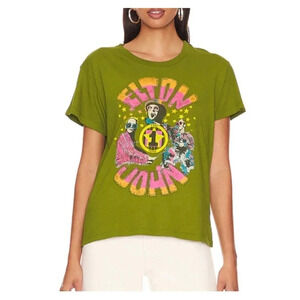 Daydreamer Women's Size Small Elton John The One Solo Graphic Green Tee Shirt